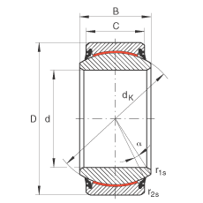 INA關節(jié)軸承 GE70-UK-2RS, 根據(jù) DIN ISO 12 240-1 標準, 免維護，兩側(cè)唇密封