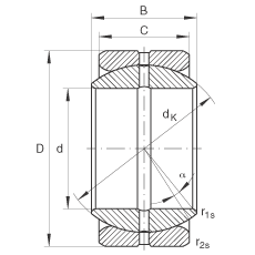 INA關(guān)節(jié)軸承 GE44-ZO, 根據(jù) DIN ISO 12 240-1 標(biāo)準(zhǔn)，英制尺寸，需維護(hù)