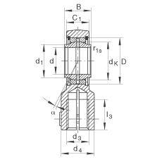 INA液壓桿端軸承 GIHNRK20-LO, 根據(jù) DIN ISO 12 240-4 標(biāo)準(zhǔn)，帶右旋螺紋夾緊裝置，需維護(hù)