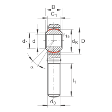 INA桿端軸承 GAKR22-PW, 根據(jù) DIN ISO 12 240-4 標準，帶右旋外螺紋，需維護