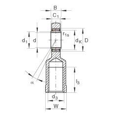 INA桿端軸承 GIL15-UK, 根據(jù) DIN ISO 12 240-4 標準，帶左旋內(nèi)螺紋，需維護