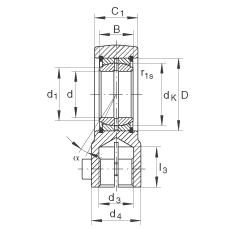 INA液壓桿端軸承 GIHRK30-DO, 根據(jù) DIN ISO 12 240-4 標(biāo)準(zhǔn)，帶右旋螺紋夾緊裝置，需維護(hù)