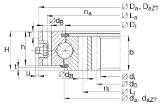 INA四點接觸球軸承 VI160288-N, 有內齒，兩側唇密封
