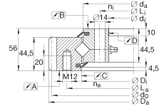 INA交叉滾子軸承 XSA140544-N, 標(biāo)準(zhǔn)系列 14， 外部的齒輪齒，兩側(cè)唇密封