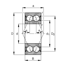 FAG角接觸球軸承 3804-B-2Z-TVH, 雙列，雙側間隙密封，接觸角 α = 25°