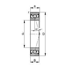 FAG主軸軸承 HSS7002-C-T-P4S, 調節，成對安裝，接觸角 α = 15°，兩側唇密封，非接觸，加嚴公差