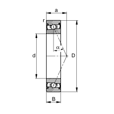 FAG主軸軸承 HSS71905-E-T-P4S, 調節，成對安裝，接觸角 α = 25°，兩側唇密封，非接觸，限制公差