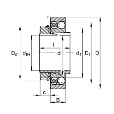 FAG自調(diào)心球軸承 2216-K-TVH-C3 + H316, 根據(jù) DIN 630 和 DIN 5415 標(biāo)準(zhǔn)的主要尺寸, 帶錐孔和緊定套