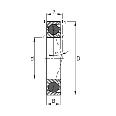 FAG主軸軸承 HCB7000-C-T-P4S, 調節，成對或單元安裝，接觸角 α = 15°，陶瓷球，限制公差