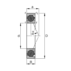 FAG主軸軸承 HCB7210-E-T-P4S, 調(diào)節(jié)，成對或單元安裝，接觸角 α = 25°，陶瓷球，限制公差
