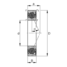 FAG主軸軸承 HCB71915-E-2RSD-T-P4S, 調節，成對或單元安裝，接觸角 α = 25°，陶瓷球，兩側唇密封，非接觸，限制公差