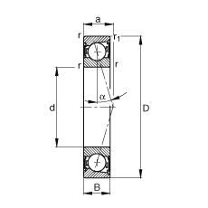 FAG主軸軸承 B7200-C-2RSD-T-P4S, 調(diào)節(jié)，成對(duì)安裝，接觸角 α = 15°，兩側(cè)唇密封，非接觸，加嚴(yán)公差