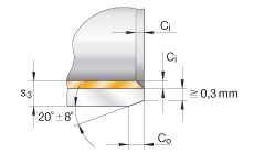 INA襯套 PAP3530-P10, 免維護，帶鋼襯