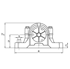 FAG直立式軸承座 SNV180-L + 20220-K-MB-C3 + H220X310 + DH520X310, 根據(jù) DIN 736/DIN737 標準的主要尺寸，剖分，帶錐孔和緊定套的調(diào)心滾子軸承，雙唇密封，脂和油潤滑
