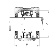 FAG直立式軸承座 SNV170-L + 222SM85-TVPA + FSV519, 根據 DIN 736/DIN737 標準的主要尺寸，剖分的調心滾子軸承，毛氈密封，脂和油潤滑