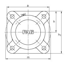 FAG法蘭式軸承座 F515-A-L + 20215-K-T-C3, 方形的，用于帶錐孔和緊定套的軸承，氈密封，脂潤滑