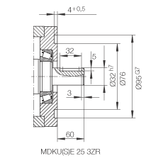 INA串聯直線執行器 MDKUE25-3ZR, 帶有兩排球的滑塊