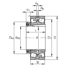 FAG調心滾子軸承 23288-B-K-MB + H3288, 根據 DIN 635-2 標準的主要尺寸, 帶錐孔和緊定套