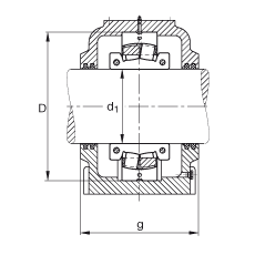 FAG直立式軸承座 SD538-N-FZ-BL-L + 222SM170-TVPA, 剖分的調心滾子軸承，毛氈密封，脂潤滑