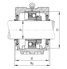 FAG直立式軸承座 SNV240-L + 1322-K-M-C3 + H322X315 + DHV522, 根據(jù) DIN 736/DIN737 標(biāo)準(zhǔn)的主要尺寸，剖分，帶錐孔和緊定套的自調(diào)心球軸承，V型圈密封，脂和油潤滑