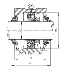 FAG直立式軸承座 SNV240-L + 1322-K-M-C3 + H322X314 + TCV522X314, 根據(jù) DIN 736/DIN737 標(biāo)準(zhǔn)的主要尺寸，剖分，帶錐孔和緊定套的自調(diào)心球軸承，Taconite 密封，脂和油潤滑