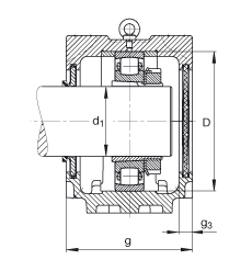 FAG直立式軸承座 SNV270-L + 20230-K-MB-C3 + H3030X504 + DHV530X504, 根據(jù) DIN 736/DIN737 標(biāo)準(zhǔn)的主要尺寸，剖分，帶錐孔和緊定套的鼓形滾子軸承，V 型圈密封，脂和油潤滑
