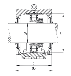 FAG直立式軸承座 SNV270-L + 20230-K-MB-C3 + H3030X504 + DHV530X504, 根據(jù) DIN 736/DIN737 標(biāo)準(zhǔn)的主要尺寸，剖分，帶錐孔和緊定套的鼓形滾子軸承，V 型圈密封，脂和油潤滑