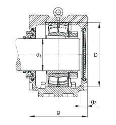 FAG直立式軸承座 SNV290-L + 23232-E1-K-TVPB + H2332X508 + TCV532, 根據(jù) DIN 736/DIN737 標準的主要尺寸，剖分，帶錐孔和緊定套的調(diào)心滾子軸承，Taconite 密封，脂和油潤滑