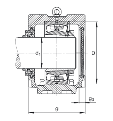 FAG直立式軸承座 SNV340-L + 22332-K-MB + H2332X507 + TCV532X507, 根據 DIN 736/DIN737 標準的主要尺寸，剖分，帶錐孔和緊定套的調心滾子軸承，Taconite 密封，脂和油潤滑