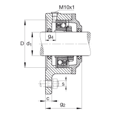FAG法蘭式軸承座 F507-B-L + 1207-K-TVH-C3, 三角的，用于帶錐孔和緊定套的軸承，氈密封，脂潤滑