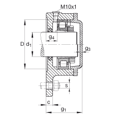 FAG法蘭式軸承座 F511-A-L + 20211-K-TVP-C3, 三角的，用于帶錐孔和緊定套的軸承，氈密封，脂潤滑
