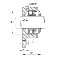 FAG法蘭式軸承座 F511-B-L + 20211-K-TVP-C3, 三角的，用于帶錐孔和緊定套的軸承，氈密封，脂潤滑