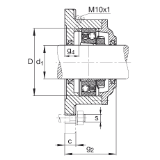 FAG法蘭式軸承座 F522-B-L + 1222-K-M-C3, 方形的，用于帶錐孔和緊定套的軸承，氈密封，脂潤滑
