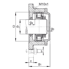 FAG法蘭式軸承座 F515-A-L + 20215-K-T-C3, 方形的，用于帶錐孔和緊定套的軸承，氈密封，脂潤滑
