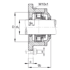 FAG法蘭式軸承座 F520-B-L + 20220-K-MB-C3, 方形的，用于帶錐孔和緊定套的軸承，氈密封，脂潤滑