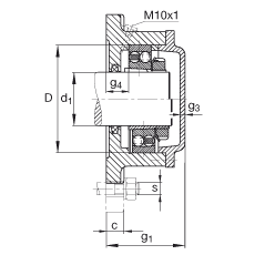 FAG法蘭式軸承座 F518-A-L + 2218-K-TVH-C3, 方形的，用于帶錐孔和緊定套的軸承，氈密封，脂潤滑