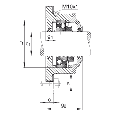 FAG法蘭式軸承座 F520-B-L + 2220-K-M-C3, 方形的，用于帶錐孔和緊定套的軸承，氈密封，脂潤滑