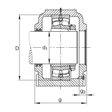 FAG直立式軸承座 SD536-N-FZ-AL-L + 22236-E1-K, 剖分，用于帶錐孔和緊定套的調心滾子軸承，毛氈密封，脂潤滑
