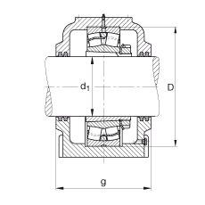 FAG直立式軸承座 SD536-N-FZ-BF-L + 22236-E1-K, 剖分，用于帶錐孔和緊定套的調心滾子軸承，毛氈密封，脂潤滑