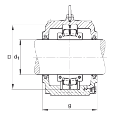 FAG直立式軸承座 S3092-H-N-FZ-BF-L + 230SM430-MA, 剖分的調心滾子軸承，毛氈密封，脂潤滑