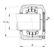 FAG直立式軸承座 S3024-H-N-FZ-AB-L + 230SM110-MA, 剖分的調心滾子軸承，毛氈密封，脂潤滑