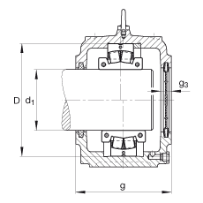 FAG直立式軸承座 S3036-H-N-FZ-AB-L + 230SM160-MA, 剖分的調心滾子軸承，毛氈密封，脂潤滑